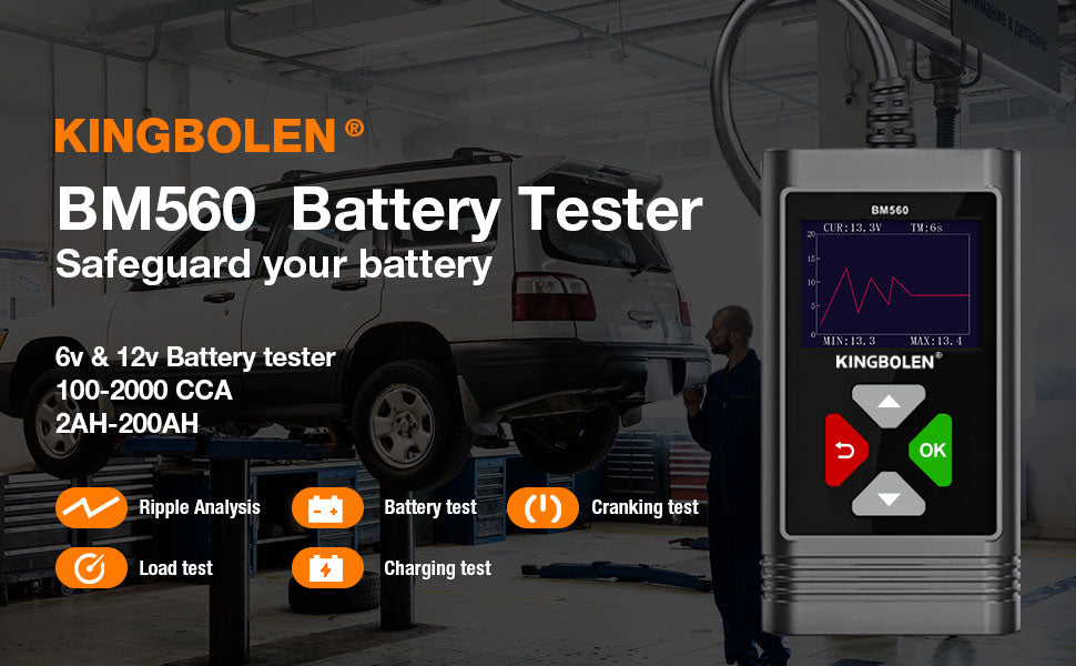 KINGBOLEN BM560 6V/12V Car Battery Tester 100-2000CCA Product description