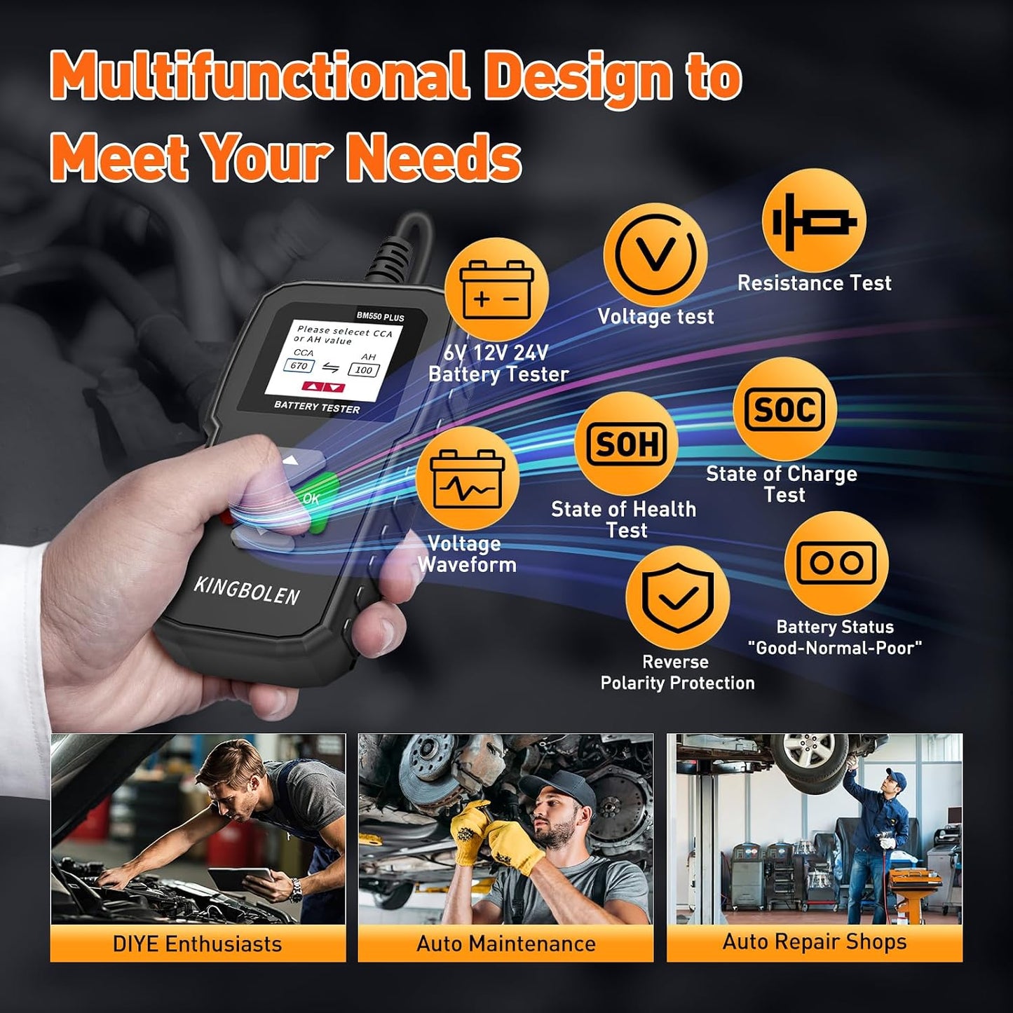 KINGBOLEN BM550 Plus Car Battery Tester