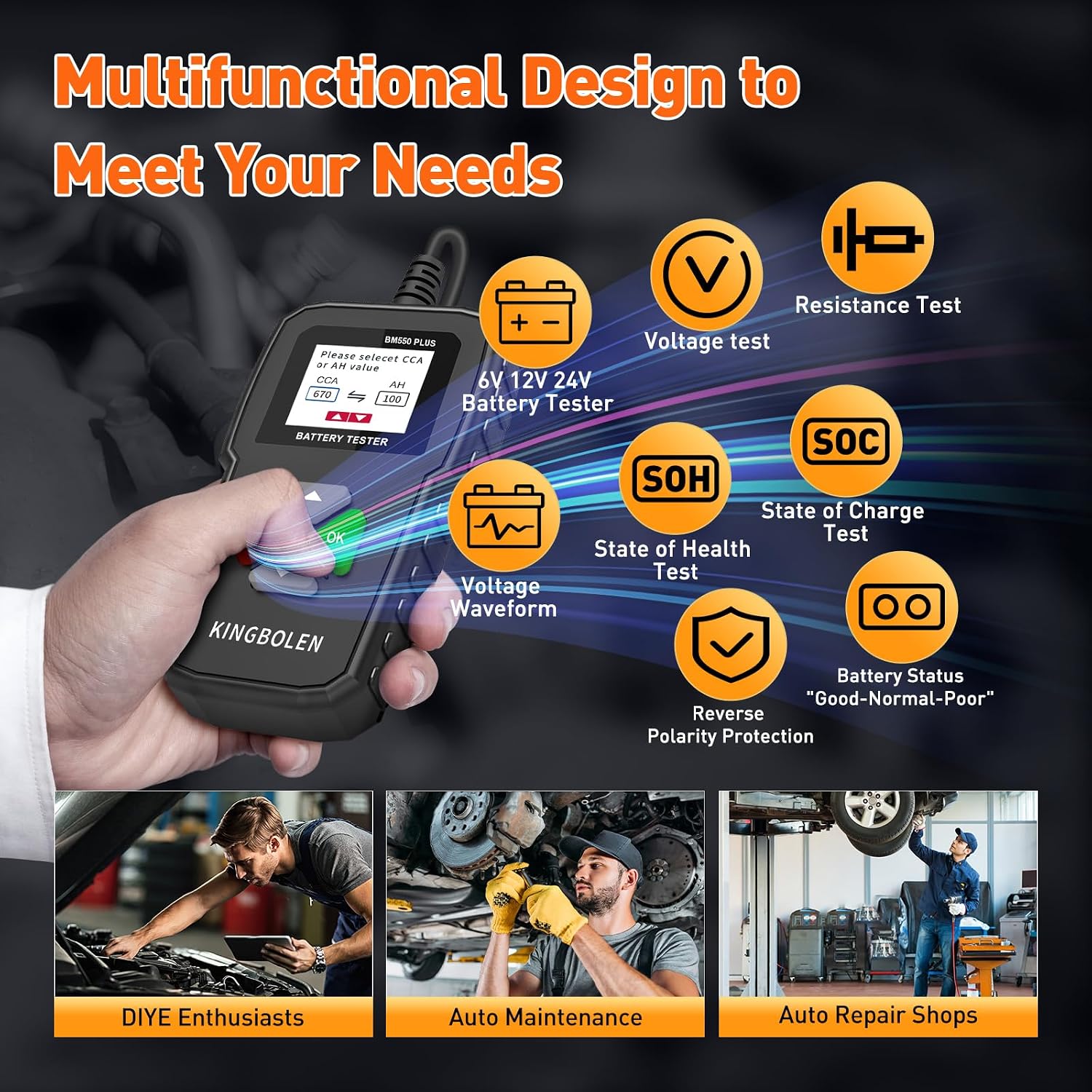 KINGBOLEN BM550 Plus Car Battery Tester