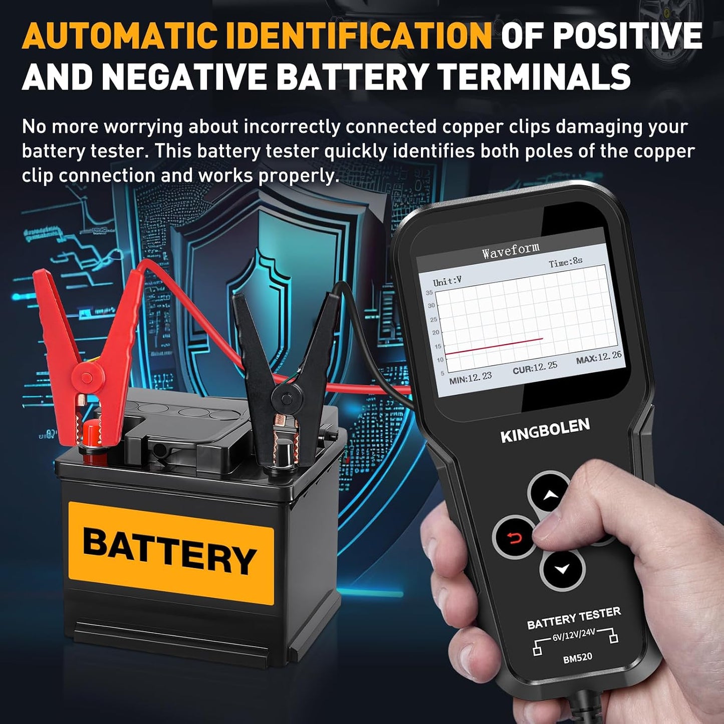 KINGBOLEN BM520 6V 12V 24V Auto Battery Tester