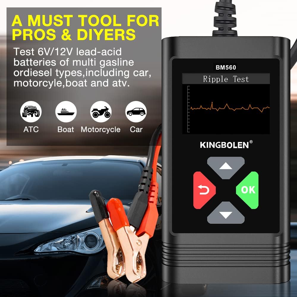 KINGBOLEN BM560 6V/12V Car Battery Tester 100-2000CCA