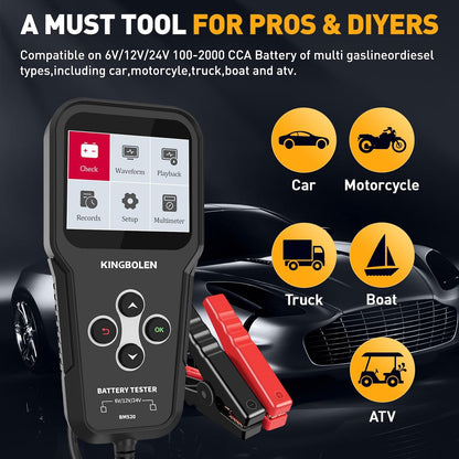 KINGBOLEN BM520 6V 12V 24V Auto Battery Tester